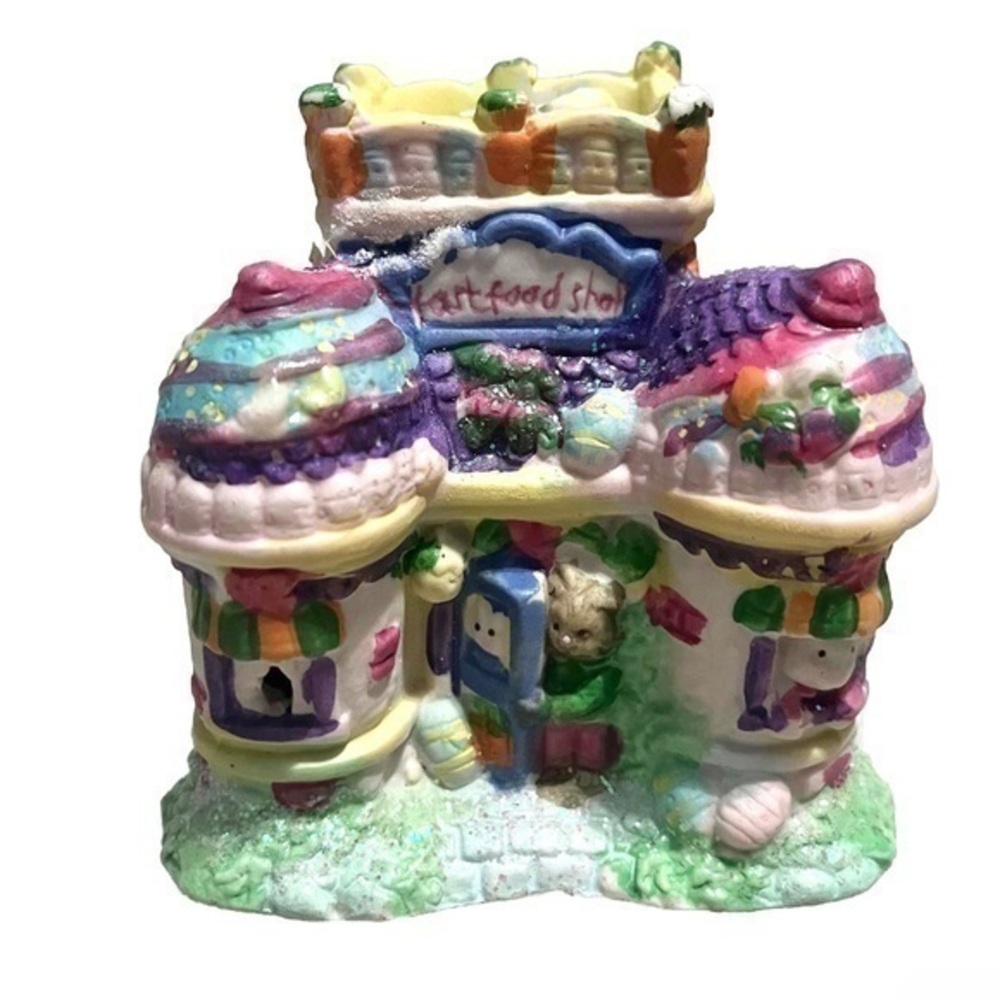 Vintage Easter Village Jelly Bean Junction Bunny Decoration Fast Food Shack